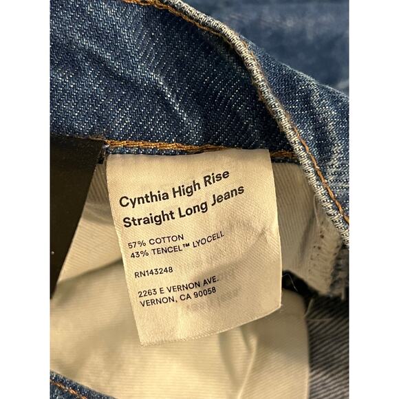 Reformation Cynthia High Rise Straight Long Denim Jeans Womens 24 Blue Casual - Picture 15 of 16